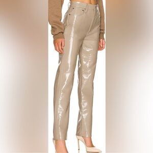 AGOLDE Recycled Leather 90's Pinch Waist Pants, Quail Patent, sz 27